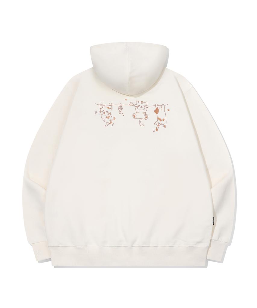CPGN STUDIO Hanging Cats Embroidered Hoodie Cream