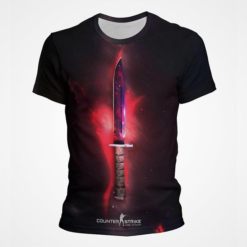 Shooting Game CS GO Pattern 3D Printed T-shirt Men's Summer Short Sleeved Round Neck Top Trendy Harajuku Fashion Streetwear
