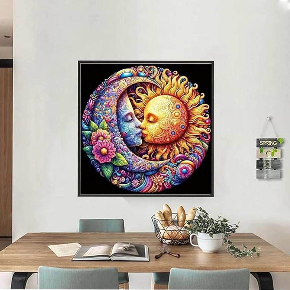 DIY Sun and Moon 5D Alien Diamond Art Set Suitable for Beginners Diamond Art Painting Set Suitable for Home Wall Decoration