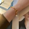 18K Real Gold Plated Copper Toggle Clasp Circle Gifts Punk Cool Natural Freshwater Pearl Chain Link Bracelets for Women