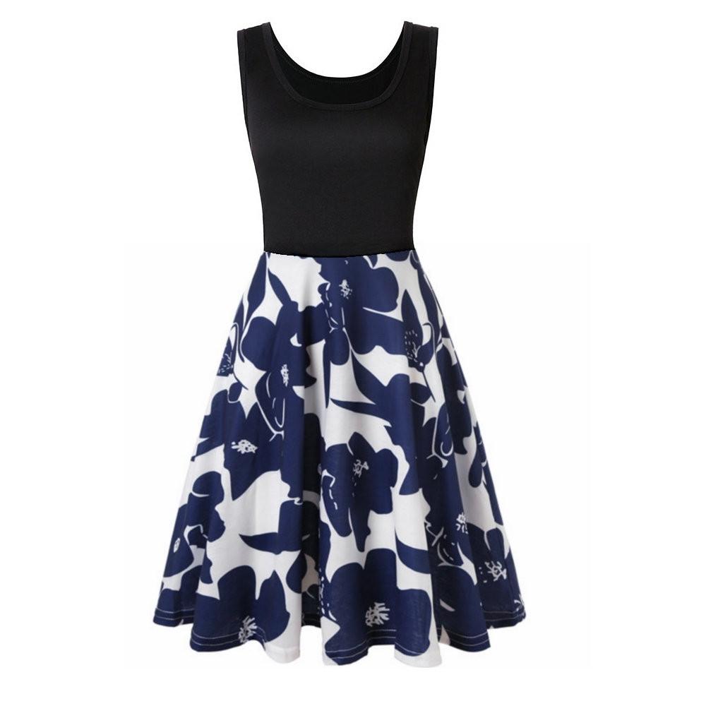 Robe de plage décontractée pour femmes, col rond, sans manches, rayée douce, ligne a, robe de soleil