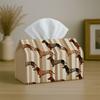 1pc Modern Dachshund Tissue Box Holder Cover - Beige Brown Striped Suitable for Kitchen, Living Room, Bathroom, Car | Durable Polyester Napkin Holder 