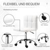 Office Chair Swivel Chair Artificial Leather Steel Structure 5 Wheels Padded White