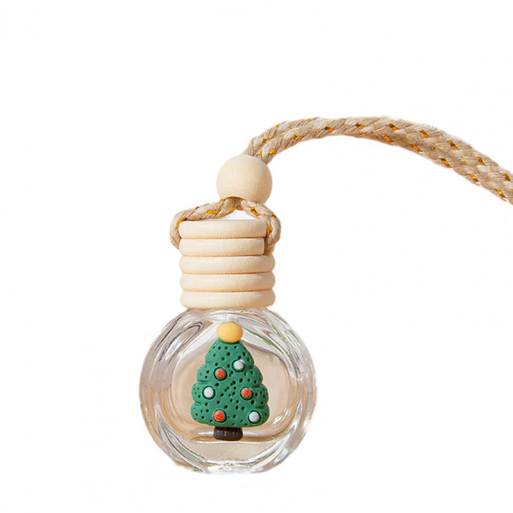 10ML Christmas Car Perfume Bottle Car Hanging Perfume Empty Bottle Wood Lid Cute Santa Elk Glass Essential Oil Empty Bottle