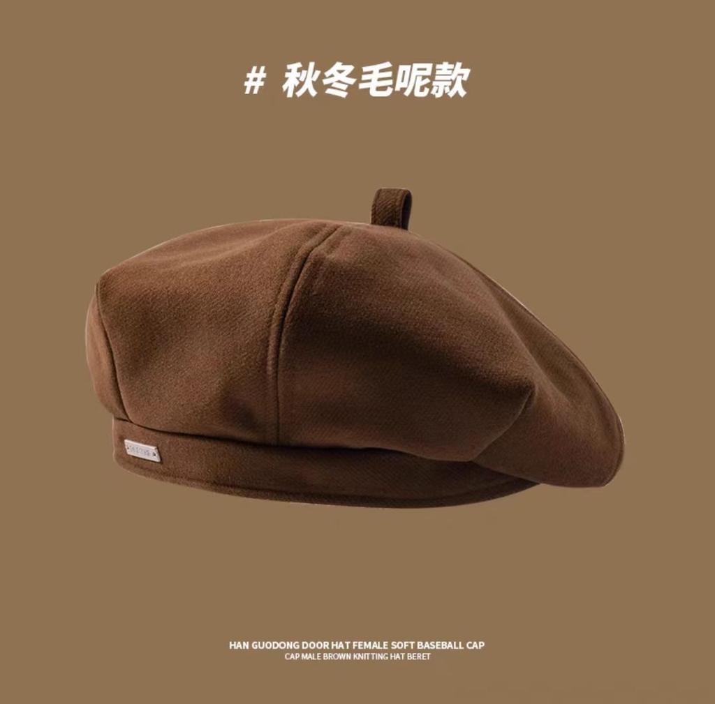 Japanese Retro Woolen Beret Female Face Small Korean Versatile Cartoon Bear Fashionable Temperament Painter Hat