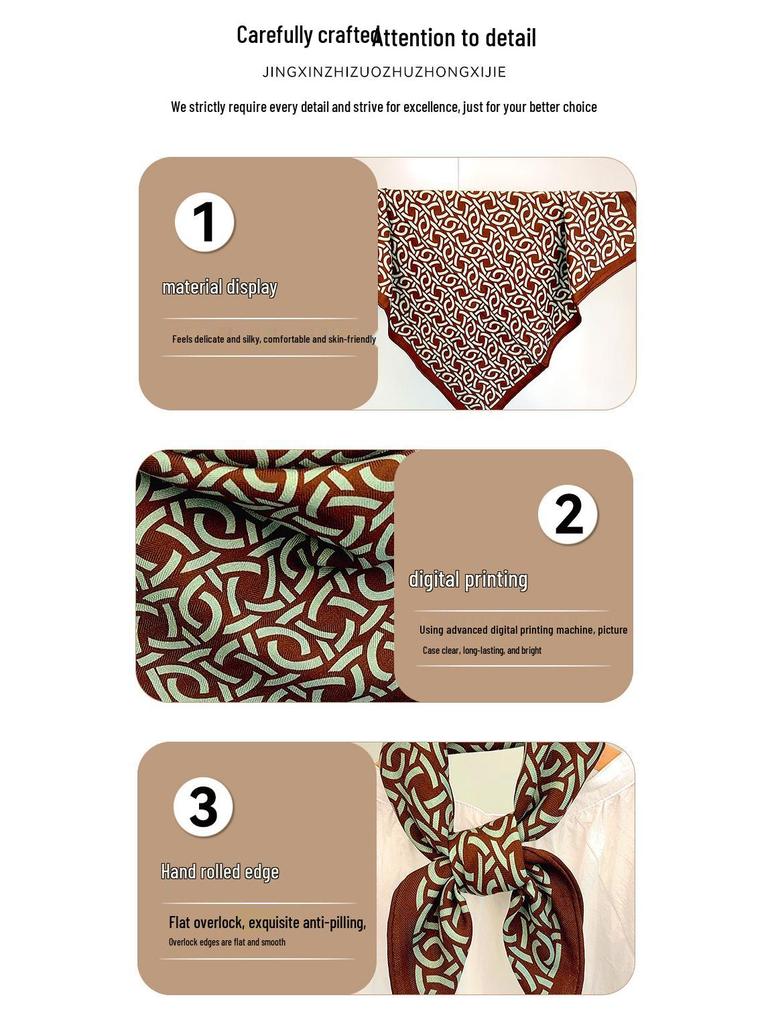 Autumn/Winter Silk Wool Scarf - Mulberry Silk Square with Hand-rolled Edges