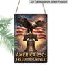 2D Flat Decoration Aluminum Sign 7.87*11.8 Inch Plaque USA 250th Semiquincentennial Patriotic Bald Eagle, Liberty Bell, and American Flag USA Style