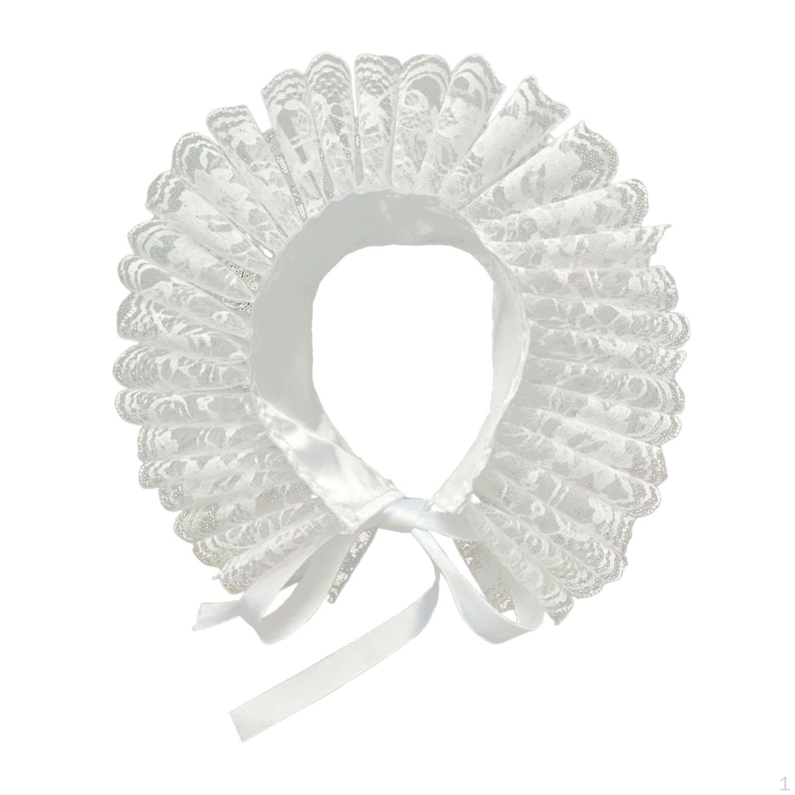 

Воротник для костюмированной вечеринки в стиле стимпанк с оборками из тюля и декором для косплея белый