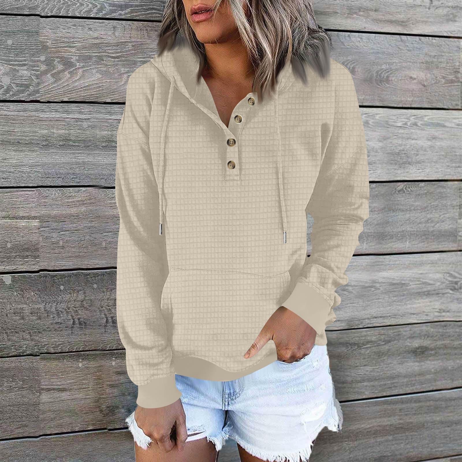 

Women s Hoodies Long Sleeve Casual Solid Drawstring Hoodie Sweatshirts For Women Pullover S хакі