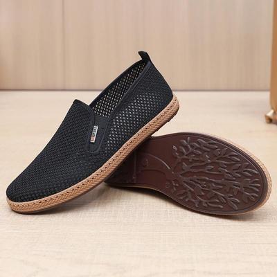 Klassischer Herren Canvas Schuh Outdoor Leichte Walking Flats Sommer Atmungsaktive Aushöhlen Mesh Schuhe für Herren Bequeme Slipper Loafer