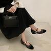 Xiaoxiangfeng fashionable and simple color matching light mouth single shoes high-end jewelry chain with small leather shoes with skirt shoes