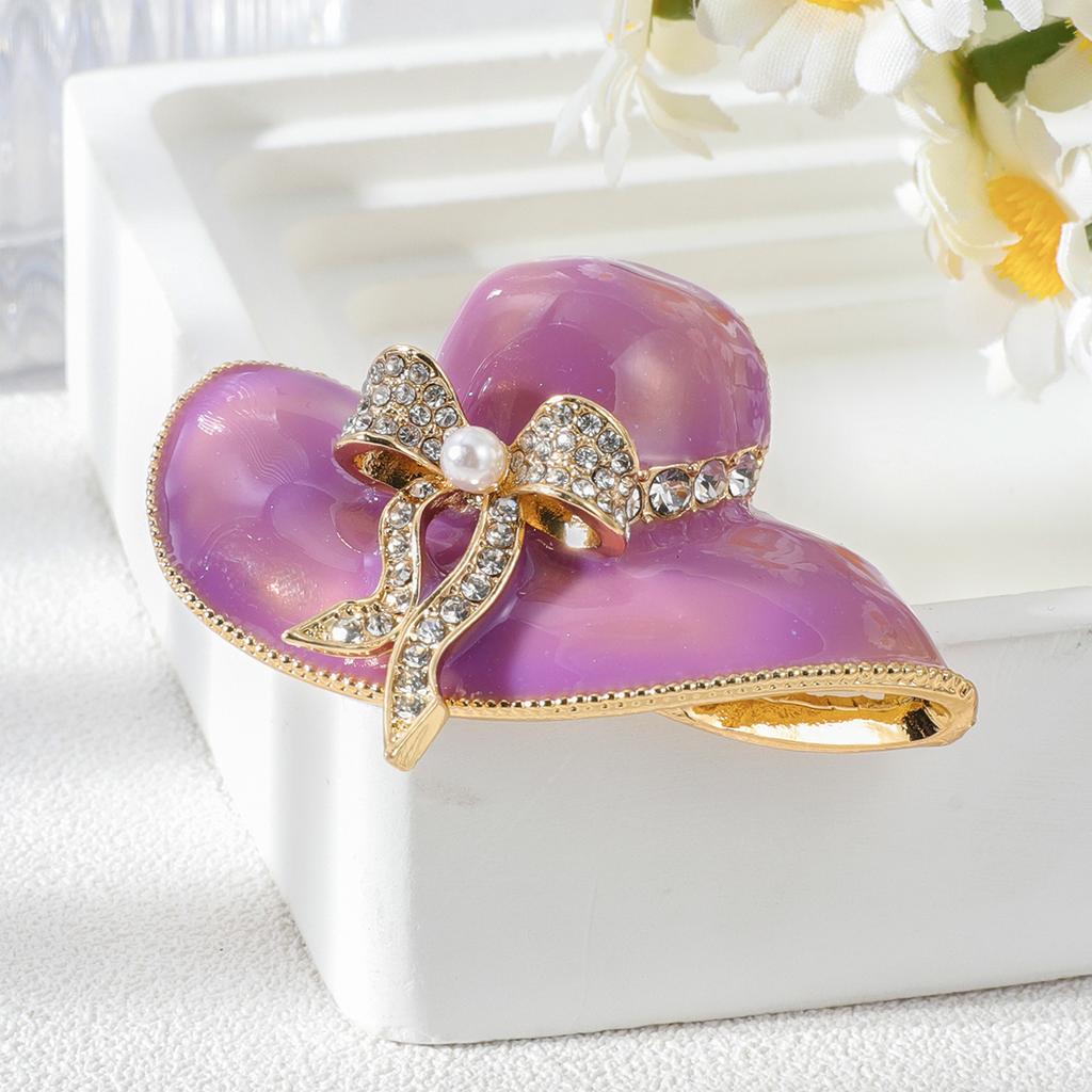 Fashionable Zircon Exquisite Inlaid Hat Pattern Brooch Women Clothing Jacket Jewelry Party Accessories Couple Gifts
