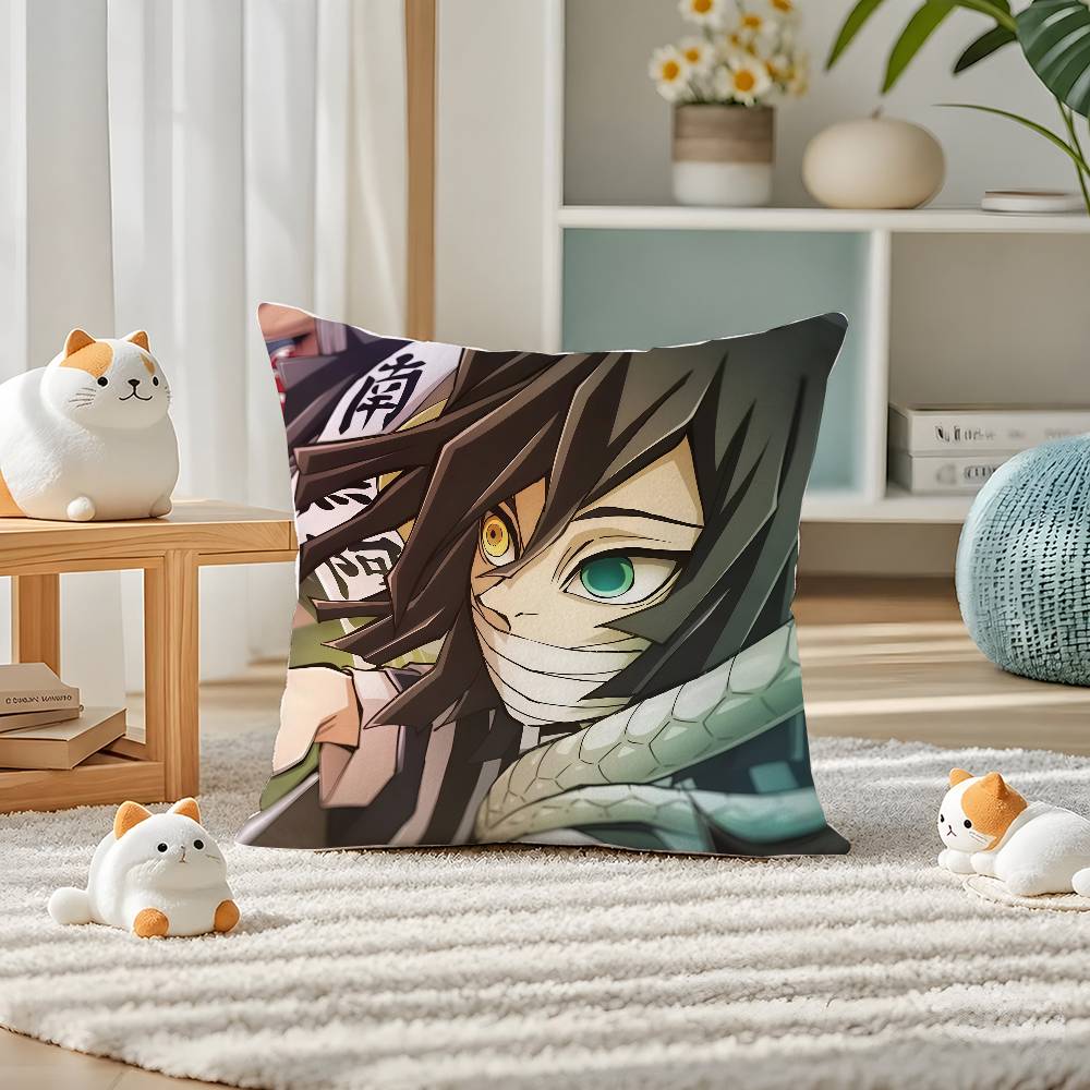 Demon Slayer Swordsmith Village Arc Anime Plush Pillow Cover Soft Short Plush Cushion Cover For Sofa Bedroom Home Decor Gift