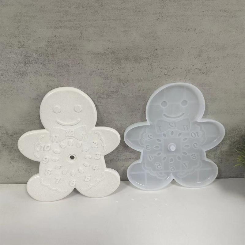 Christmas Gngerman Silicone Molds for Epoxy Resin, Clock Shaped Resin Silicone Molds for Candy Chocolate Fondant, Baking