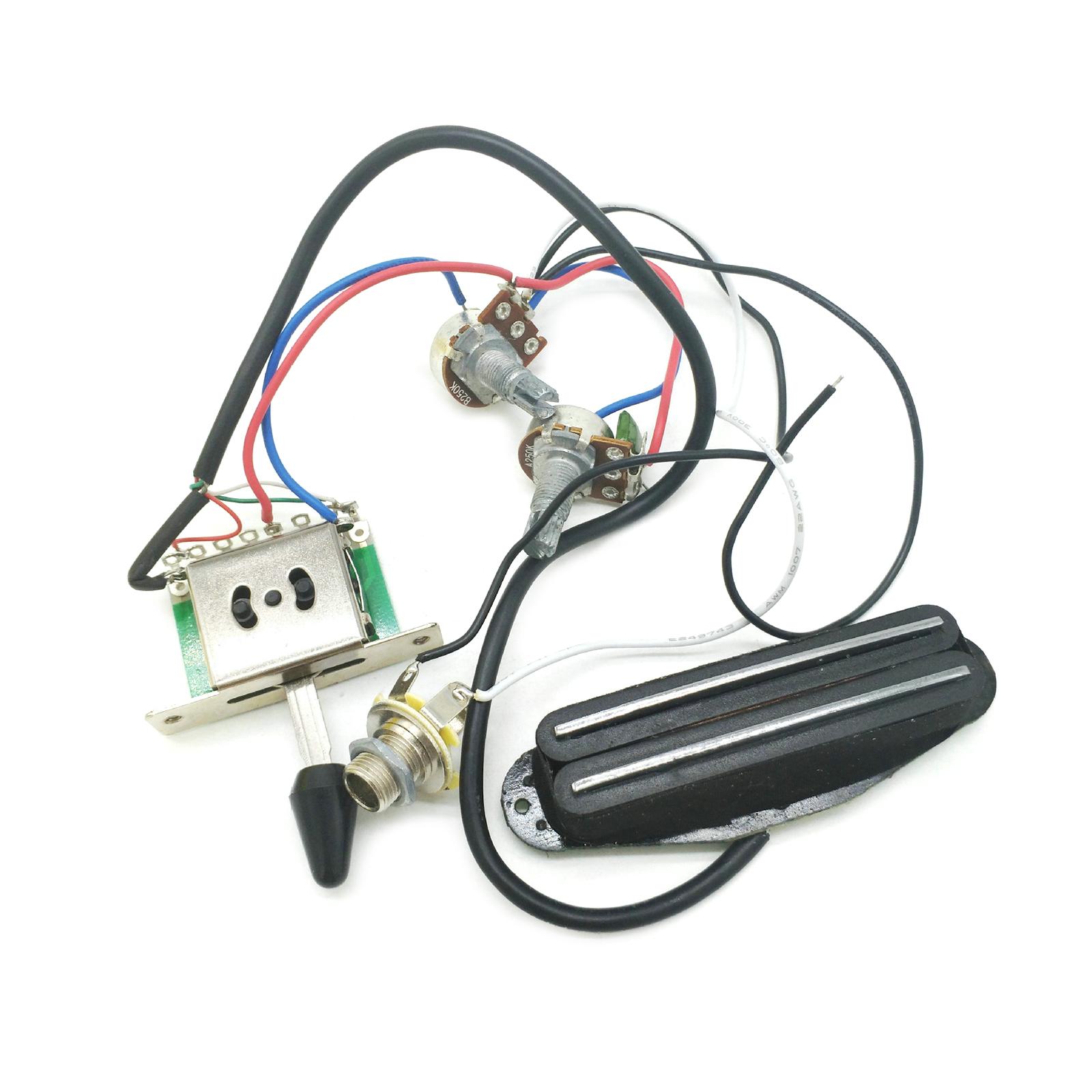 

Предварительно распаянные звукосниматели с двумя рельсами и одной катушкой для гитарного резонаторного отверстия, наборы жгутов проводов для электрогитары из сигарной коробки, детали, наборы для самостоятельной сборки