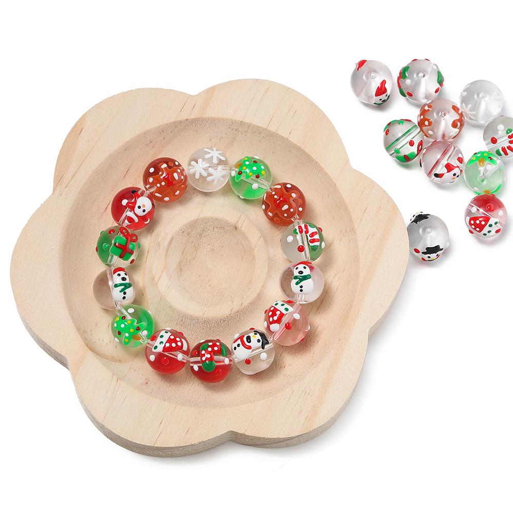 5pcs/lot Christmas Elements Glass Beads Loose Spacer Beads For Jewelry Making DIY Bracelet Necklace Accessories