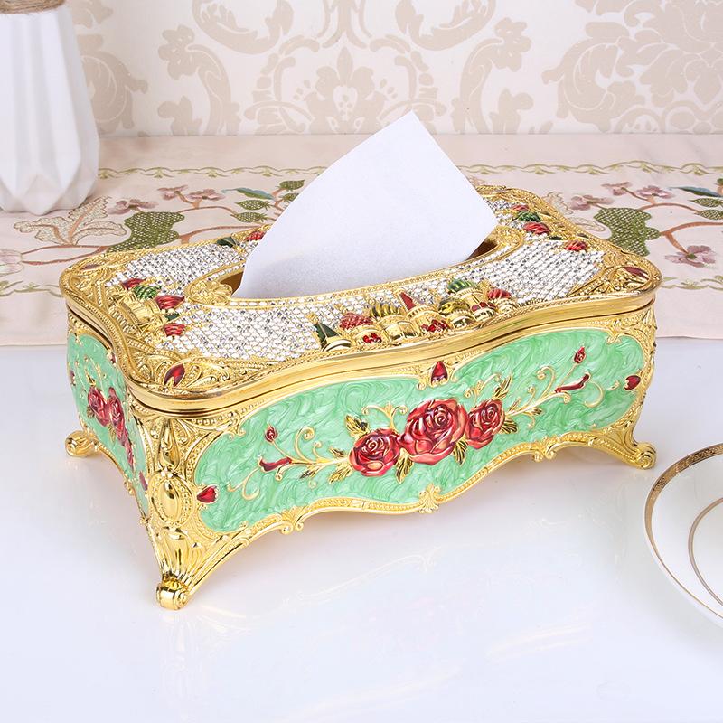 New high-grade extractive tissue box European paper drawer box with drill universal zinc alloy metal paper drawer box