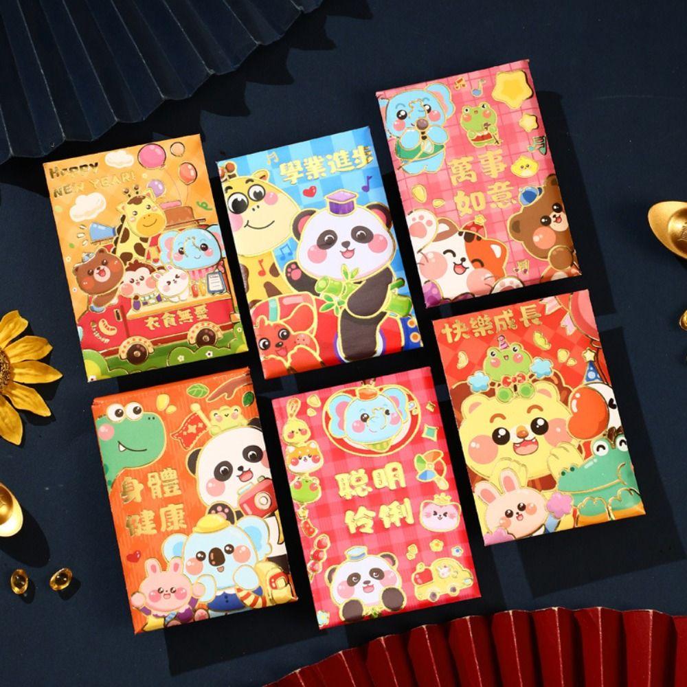 6pcs Traditional 2025 Snake Year Red Envelopes Chinese Style Money Packet  Kids Gift
