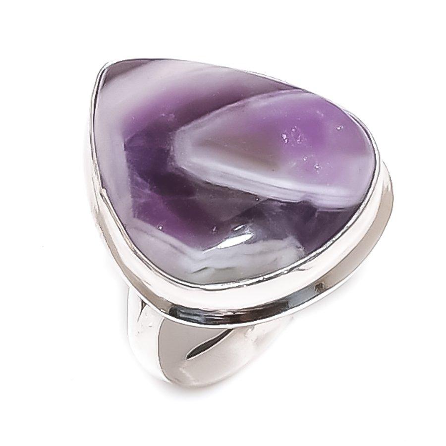 Natural Chevron Amethyst Gemstone 925 Sterling Silver Jewelry Ring Size 6 O7j30
