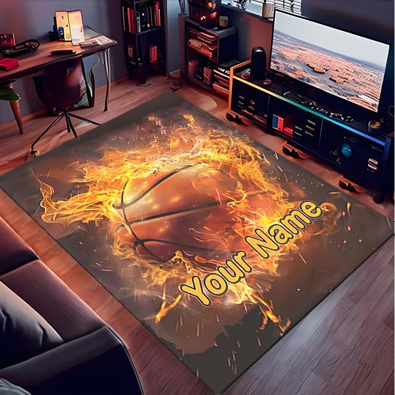 1PC Custom Name Basketball Cover" Theme Floor Mat Ideal for Living Room, Game Rooms, Office, Bedroom, Office Floor Mat , Floor Mats for Home