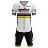 Mens Short Sleeve Triathlon Jersey Set - 100% Polyester Cycling Skinsuit with Sponge Pad Shorts - Lightweight Breathable Swimskin for Triathlon,