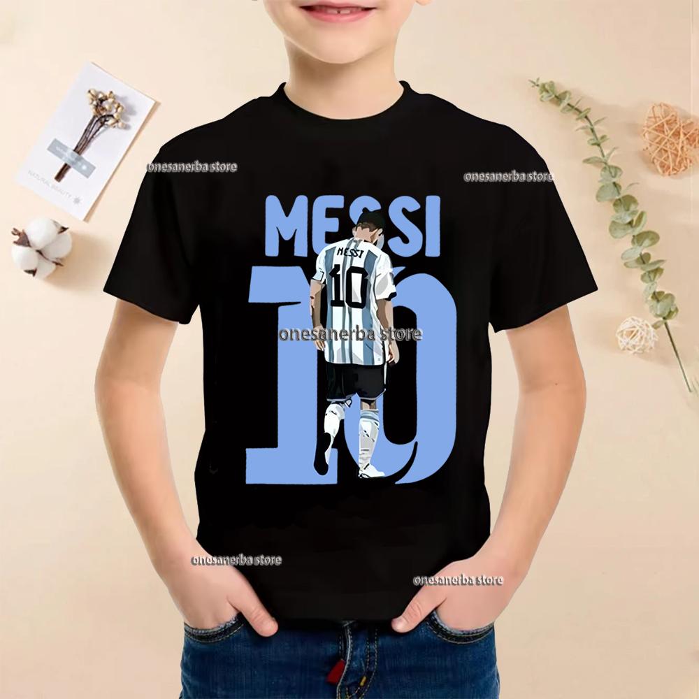 Summer Football Star Idol Cotton Messi Print Children TShirt Kid Teen Clothing Casual Fashion Sports Brand Boy Girl Tee Top