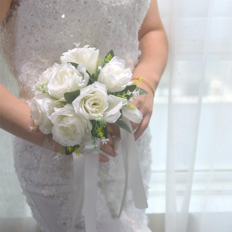 1 ks Svatební malá kytice Odolná Malá velikost Připravená k obřadu Družičkovská Kompaktní kytice Realistická Umělá Malá velikost 23x20cm