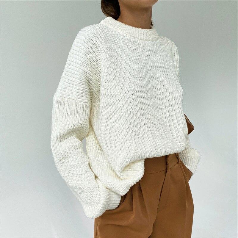 Новинка 2022 года зимние свободные однотонные женские пуловеры в Корейском стиле в стиле Харадзюку теплые мягкие мешковатые базовые трикотажные джемперы топы для женщин L белый 2639₽