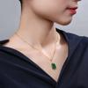 Solid 14k guld 45 cm halsband Emerald Pierscionki Bizuteria Bröllopshänge Dam Emerald Ädelstenshänge Pierscionki Smycken