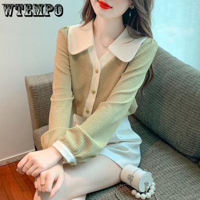 Spring and Autumn Women's Shirt Loose Casual Long-sleeved Shirt Chiffon Shirt Fashion Western-style Bottom Shirt