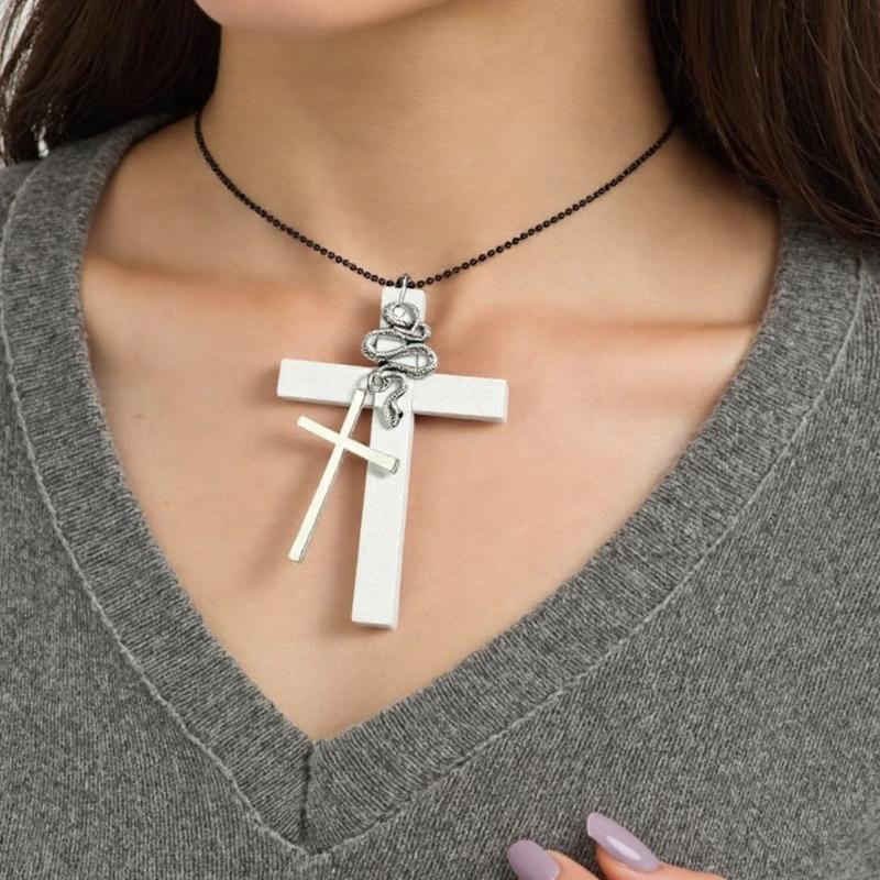 Unisex Crosses Charm Pendant Necklace with Sturdy Glass Special Gifts Accessory for Religious Occasions Daily Use