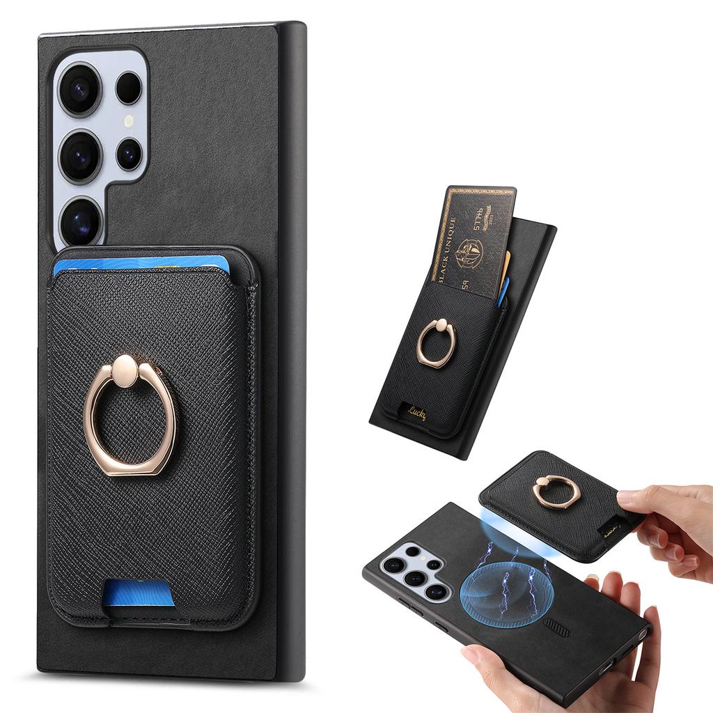 2 in 1 Detachable Cards Solt Wallet Leather Ring Holder Case For Samsung Galaxy S25 Ultra S24 FE S23 Plus A16 A55 A15 A56 Cover