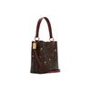 Coach Town 22 Classic Monogram Heart Floral Print Canvas And Leather Bucket Bag Women Handbags Brown Burgundy C7975-IMBMC