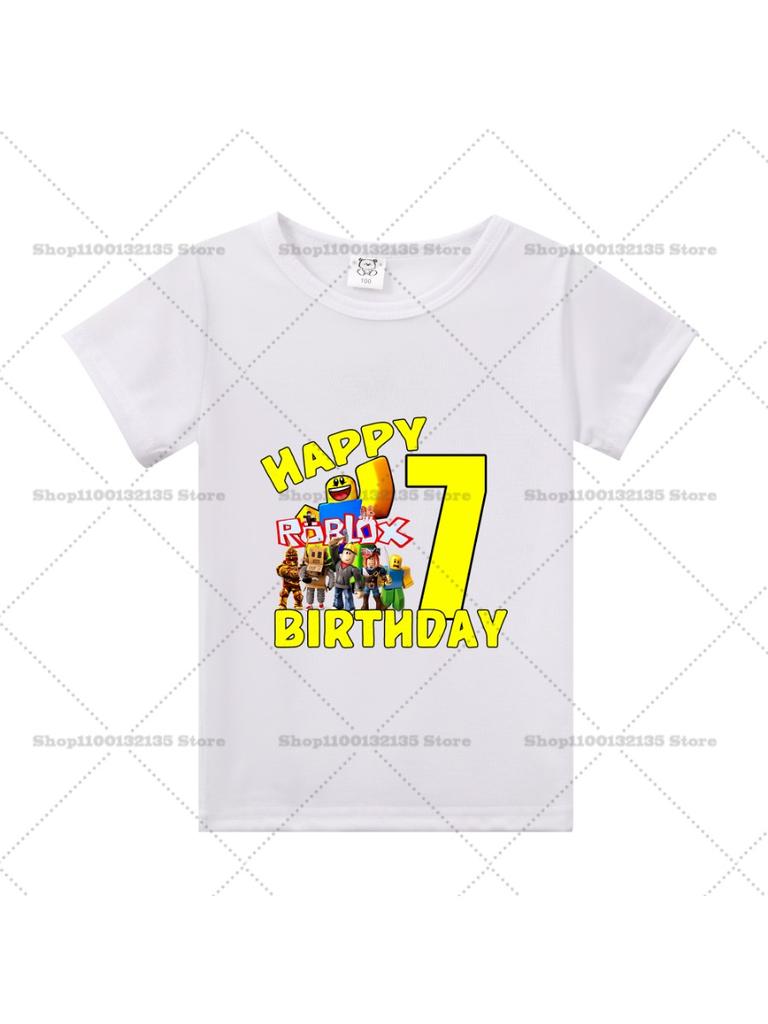 Summer Roblox Children Birthday Number T Shirt Girl Boy Clothes Baby Cotton Tee Shirts Party Short Sleeve Tops Toddler Gifts