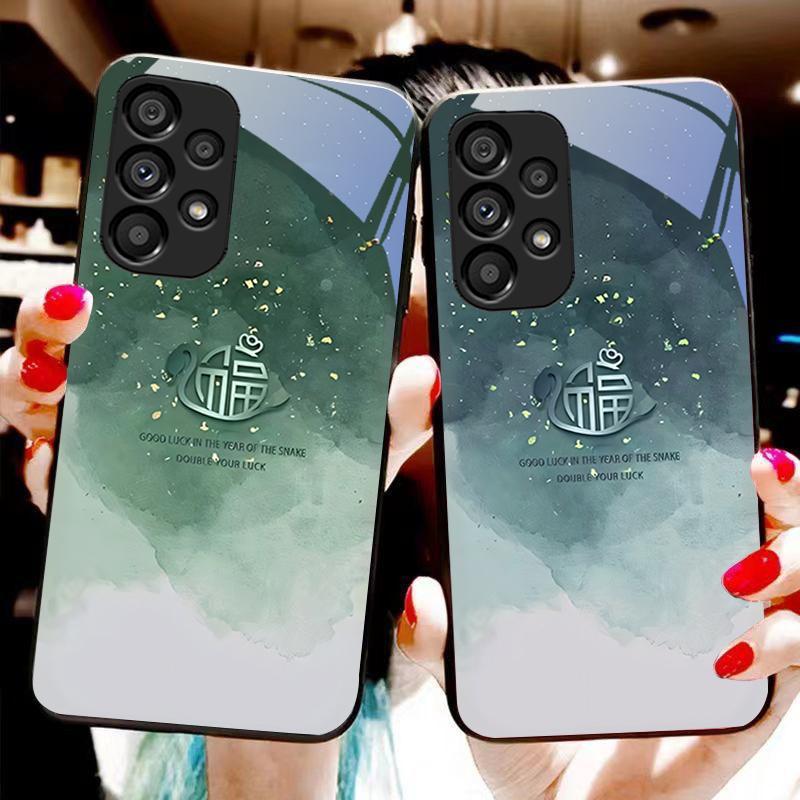 Sending Blessings For Samsung Galaxy S 8 9 10 20 Plus 21 FE 22 23 24 Ultra S7 Edge Black Tempered Glass Phone Case Hard Shell