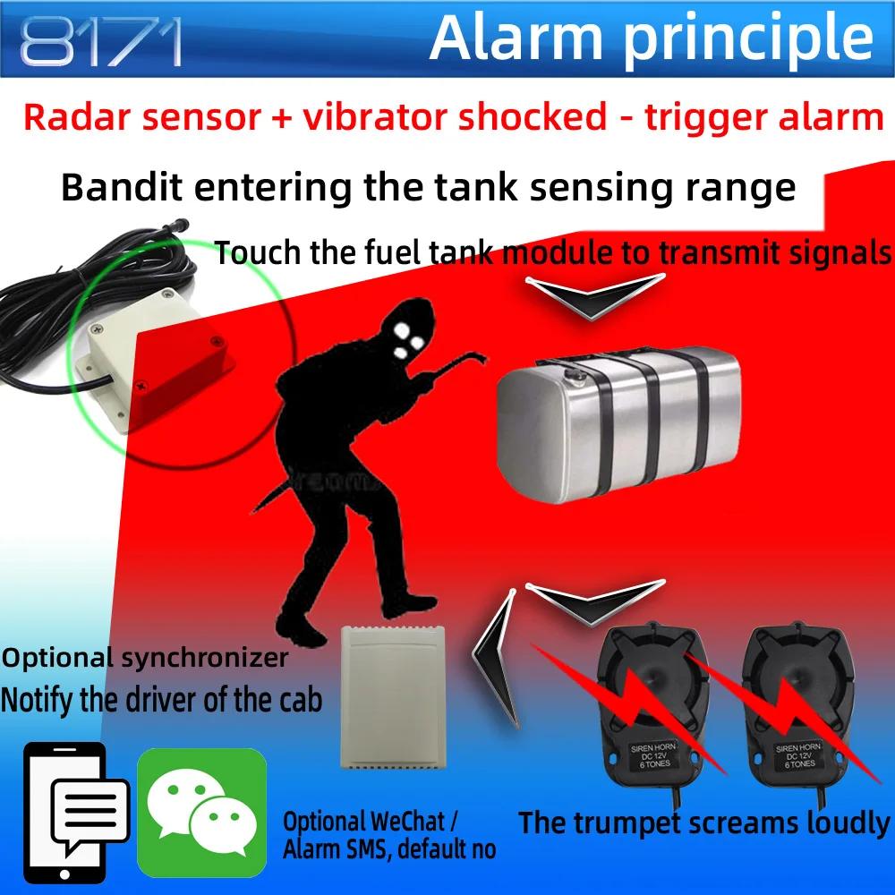24V Car Alarm System Truck Alarm Systems With Remote Start Dual Induction Spotlights Anti-stealing Oil System Kit 8171