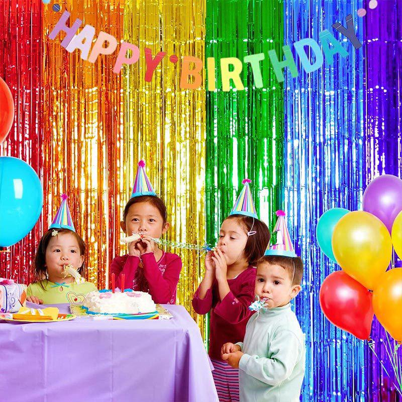 1/2PCS Glitter Party Backdrop Metallic Foil Tinsel Fringe Curtain Sequin Bachelorette Photo Backdrop Boy Girl Gender Reveal PSBJ