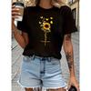 Damen Blumen Kreativer Druck T-Shirt 100% Reine Weiche Lässige Elegante Trendige Festival Essential Kurzarm Top