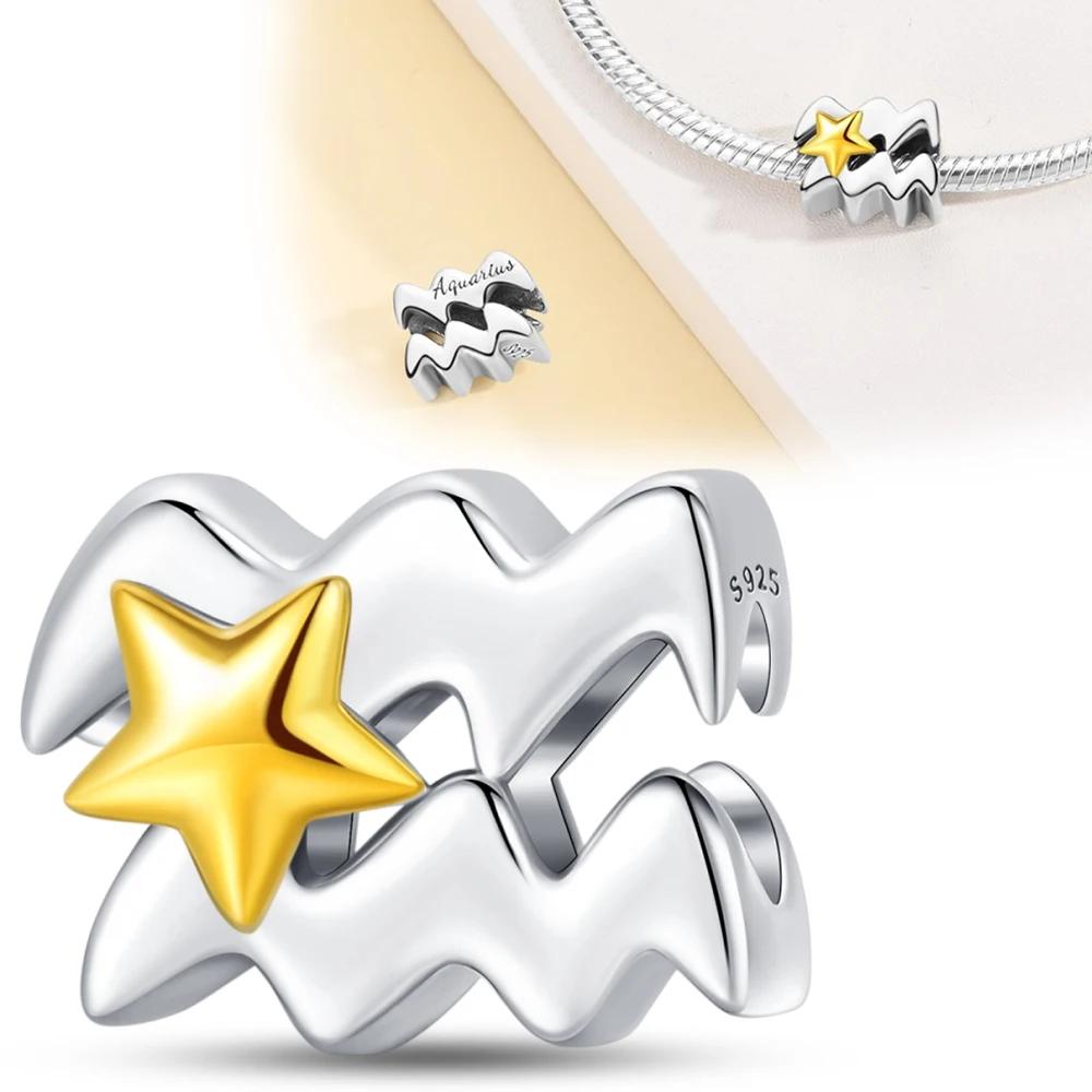 Coppertwelve Constellations Sparkling Aries Leo Pisces Beads Fit Pandora Charms Bracelet For Women Fine Jewelry