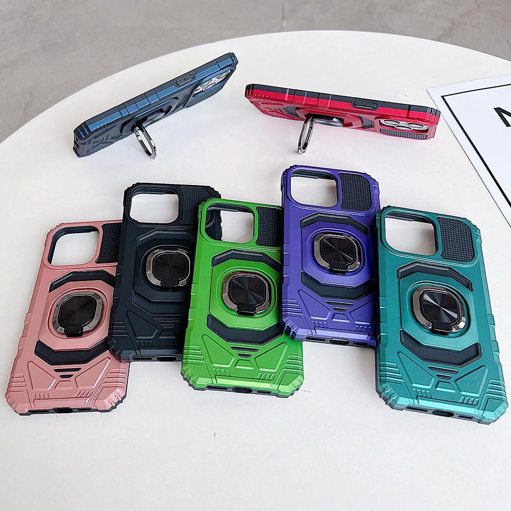 shockproof rugged metal ring bracket hard phone case for For Iphone 15 14 13 12 11 Pro Max car phone holder scratch-proof back cover