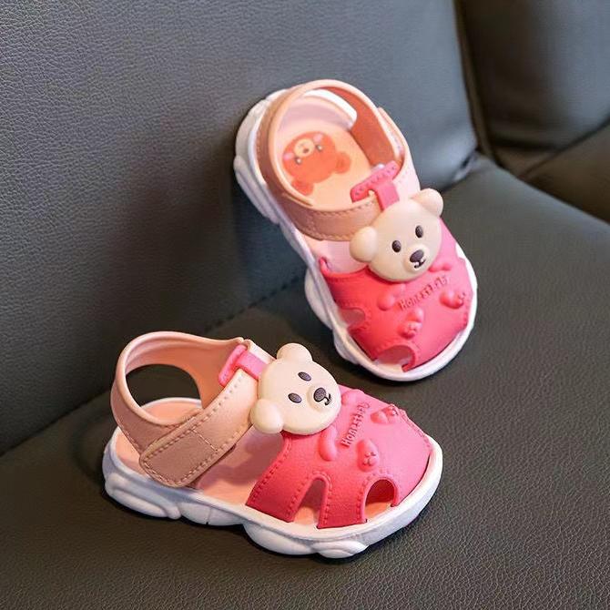 Sandale de vară antiderapante Baotou colorate pentru bebeluși pentru băieți și fete Pantofi de mers pentru copii Sandale cu urs de desene animate