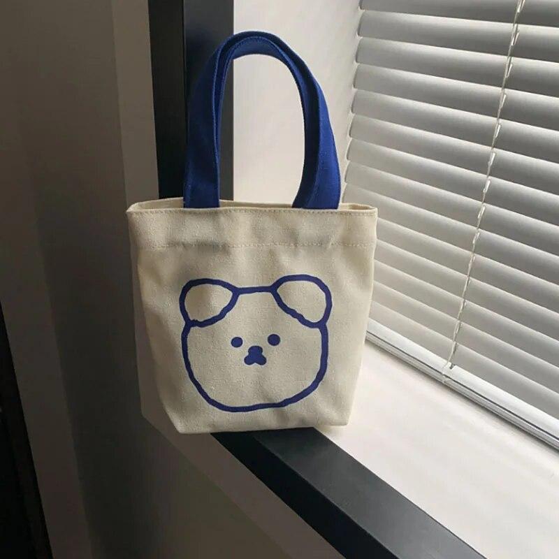 1PC New Cute Canvas Bento Box Bag, Handbag, Lunch Bag, Eco Friendly Bag
