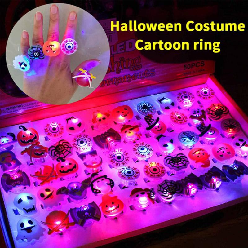 10/50Pcs Glowing Pumpkin Ghost Bracelet Rings Kids Night Toys Halloween Party Favor Kids Gifts Festival Carnival Giveaways