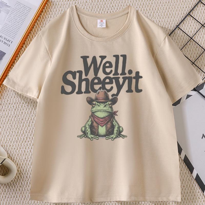 Well Sheeyit Country Western Frog TShirt Vintage Western Toad Tshirt Adult Humor Short Sleeve T Shirts Funny Graphic Tshirts