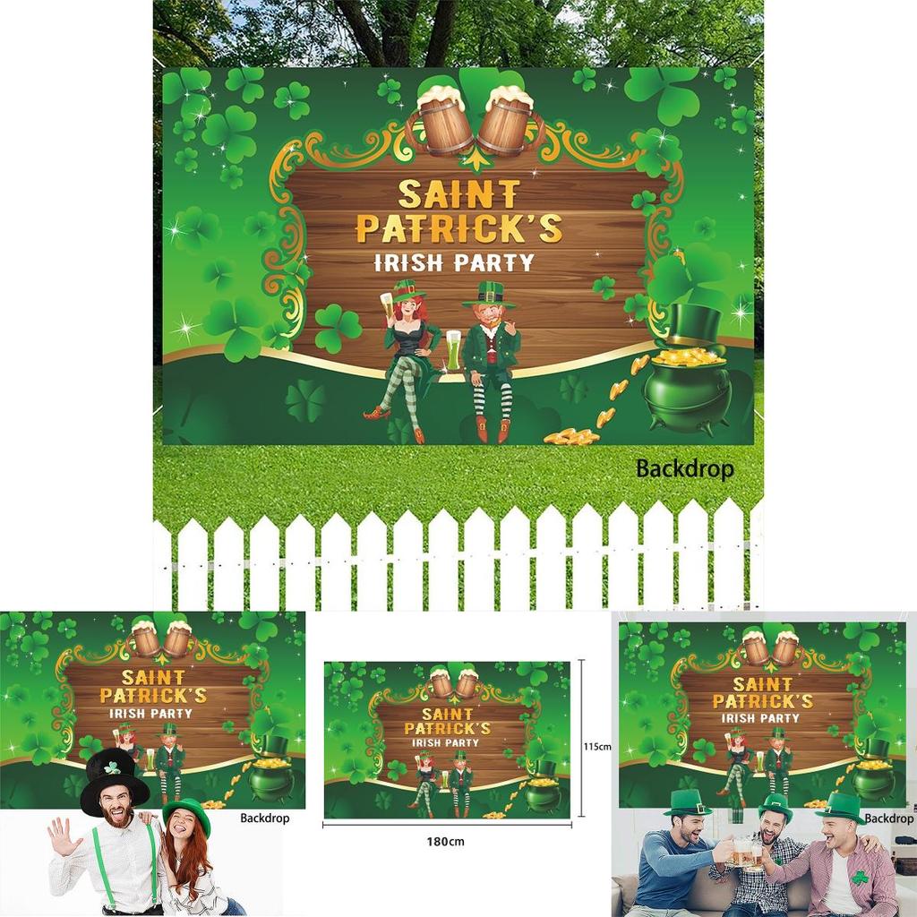 St.patrick's Day Backdrop Banner Decor 180*115cm/70*45in Photo Background Irish Festival
