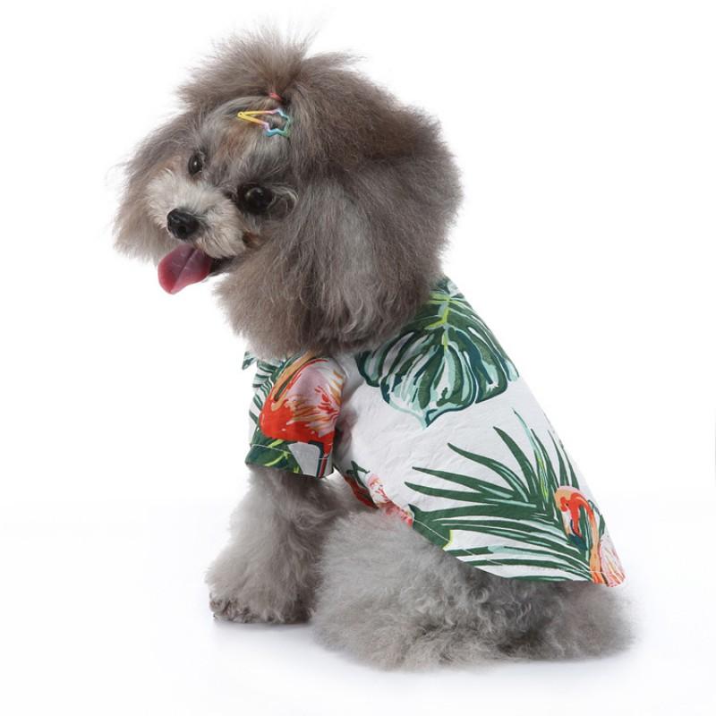 Lightweight Hawaiian-Style Dog Shirt Teddy Corgi Breathable Pet Tee 4 Sizes S To XL