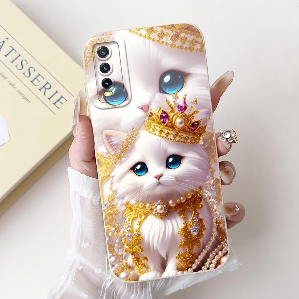 For vivo V2027 V2028 V2029 Case Vivo Y11s Y12s Y20 Y20s Y20i Y20a Back Cover Cartoon Animal Rabbit Cat Phone Shell Soft Silicone