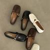 French retro square head grandma shoes 2025 new T-buckle Mary Jane single shoes temperament flat-soled small leather shoes