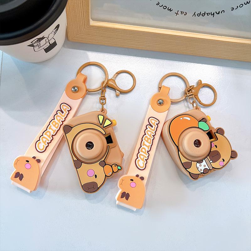 Cute Capybara Projector Camera Keychain Pendant Bag Decor Couple Gift Student Bapa Accory Lovely   home accessories
