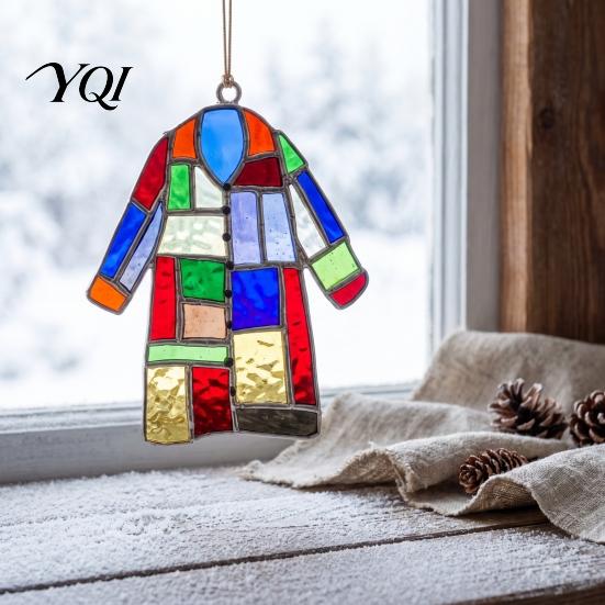 Colorful Patchwork Jacket Ornament Rainbow Colored Coat Christmas Ornament, 2D Acrylic Decorative Holiday Garlands Tree Hanging Decoration for
